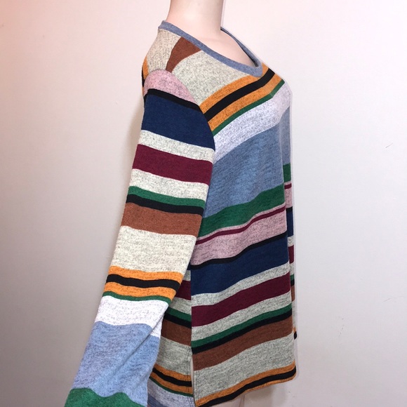 BomBom Fuzzy Soft Striped Color Block Long Sweater - Picture 10 of 12
